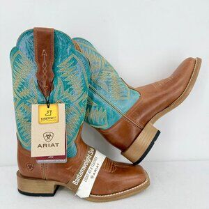 Ariat Women's Odessa Almond Roca/Metallic Turqueza Leather Western Boots 7B NWOB